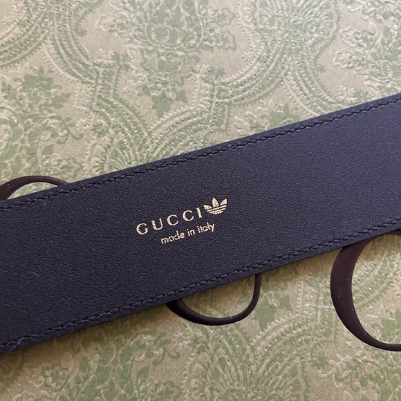 NWT Gucci x Adidas GG Marmont Leather Belt Black/White 85/34 Italy 406831 main image 5
